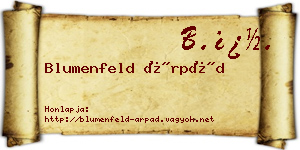 Blumenfeld Árpád névjegykártya